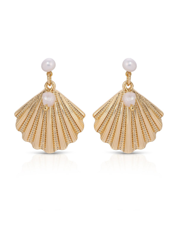 SCALLOP PEARL EARRINGS