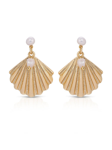 SCALLOP PEARL EARRINGS