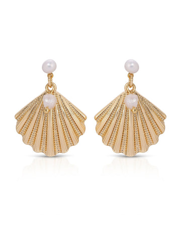 SCALLOP PEARL EARRINGS